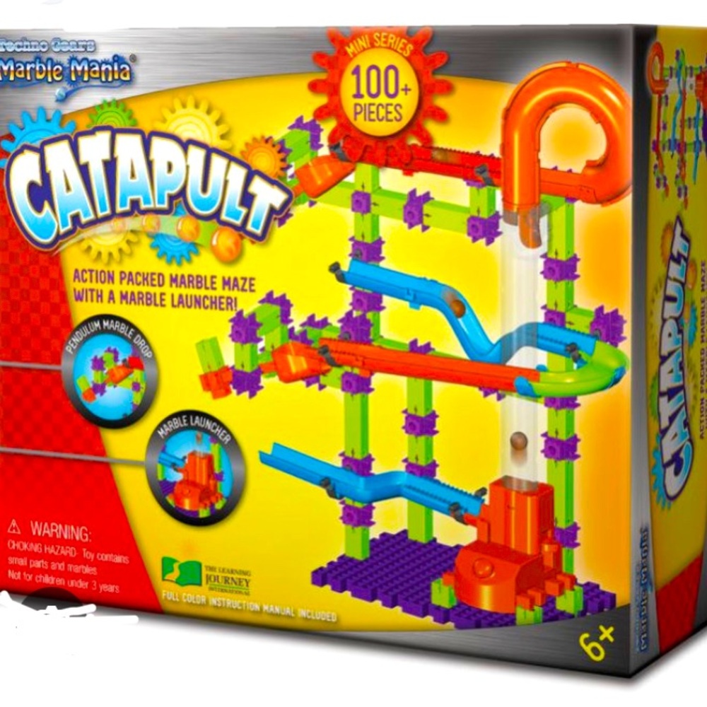 Catapult action packed marble maze w/ a marble launcher, 106 pieces, EUC